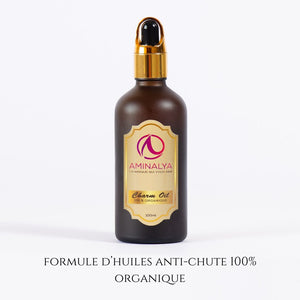 Charm Oil est une formule d’huiles anti-chute 100% organique aux huiles végétales, essentielles et extraits de plantes assainit le cuir chevelu, nourrit la fibre capillaire de la racine à la pointe et freine la chute des cheveux à partir de 3 semaines d’utilisation. Vos cheveux repoussent naturellement et deviennent plus vigoureux.